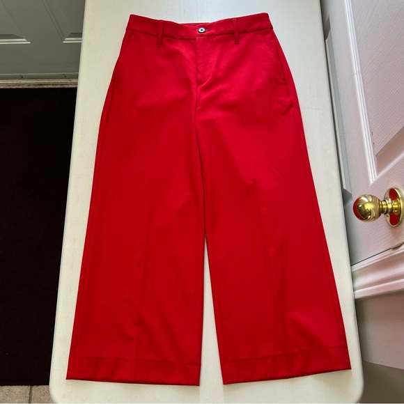 Banana Republic High Rise Slim Wide Leg Cropped Pants Red Size 2 - Picture 15 of 15
